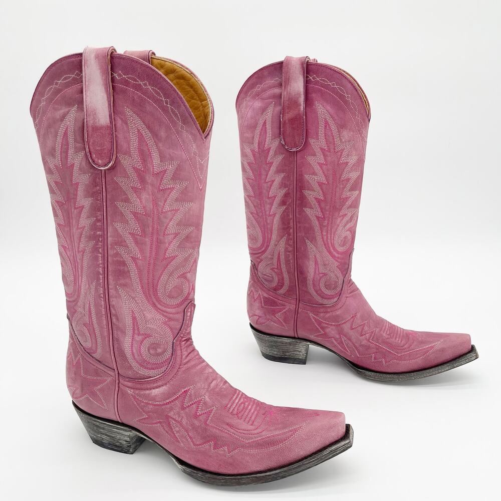 Old Gringo Women's 7.5 Nevada Pink Leather Snip Toe Western Cowgirl Boots